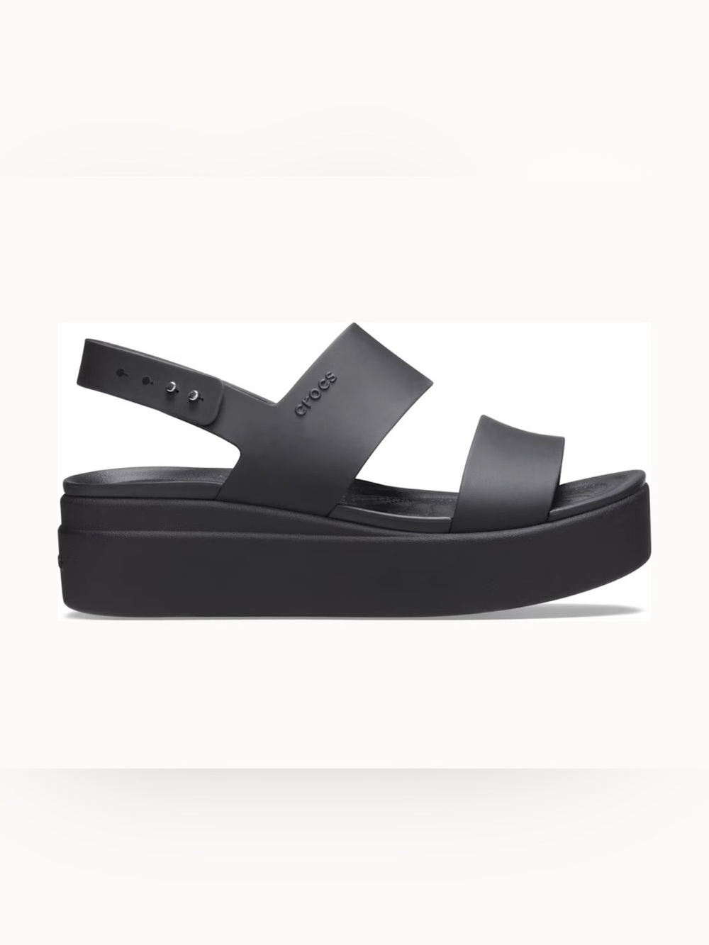 CROCS Matte Black Platform Chunky Sandal Size 8 NEW
